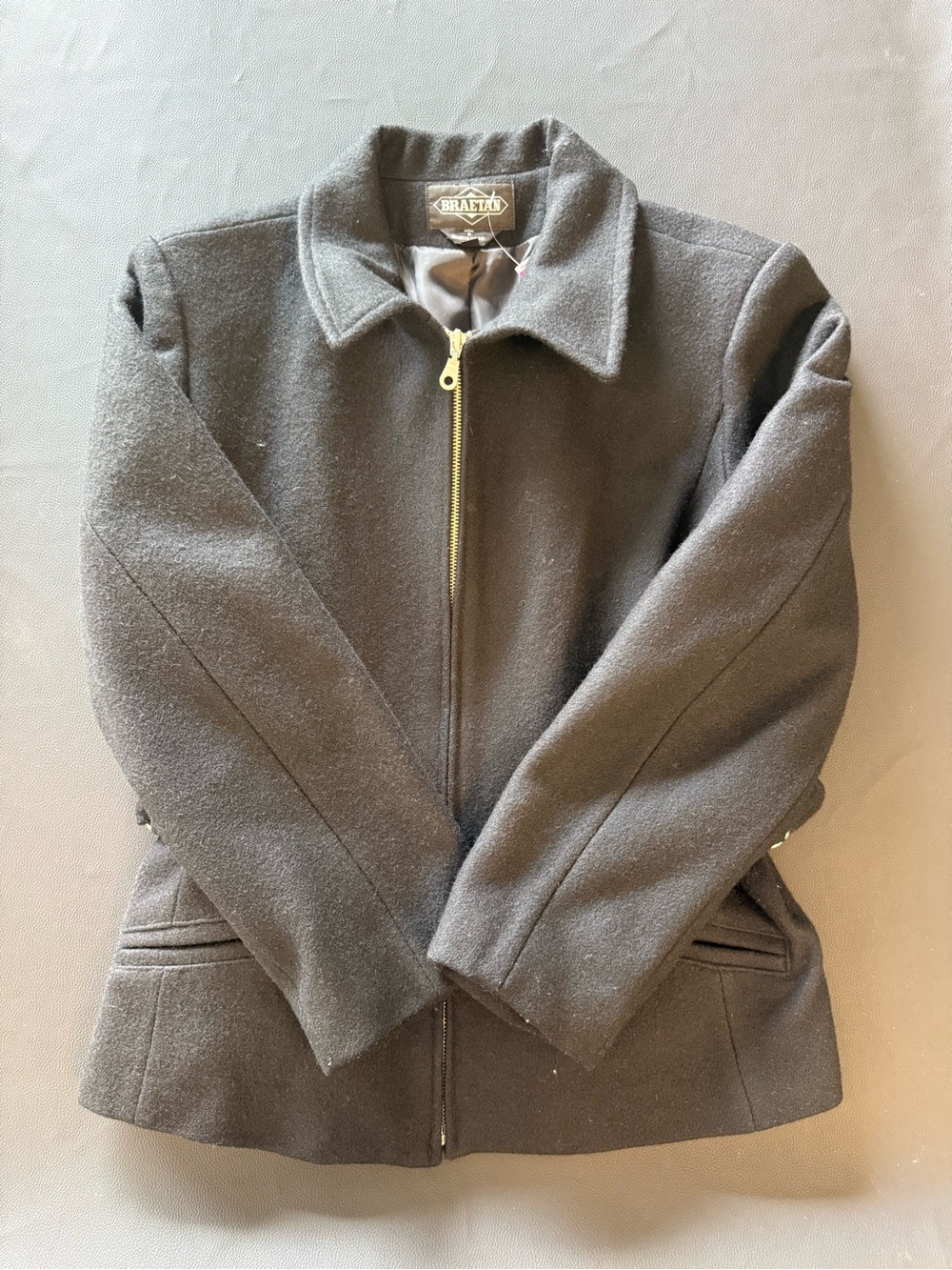 Braetan Black Wool Zip-Up jacket